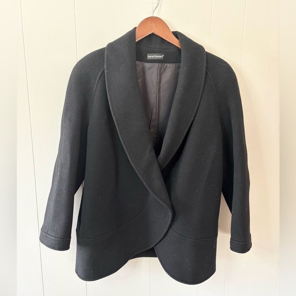 Harve Benard 100% wool peacoat jacket short womens black